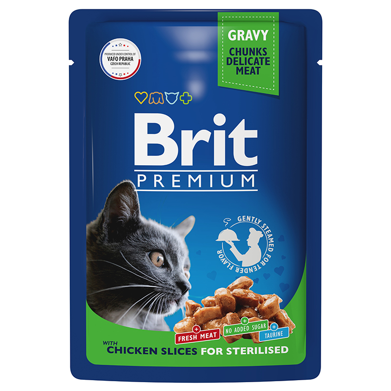 Брит Премиум пауч 85гр - Соус - Цыпленок Стерилизед (Brit Premium) + Подарок